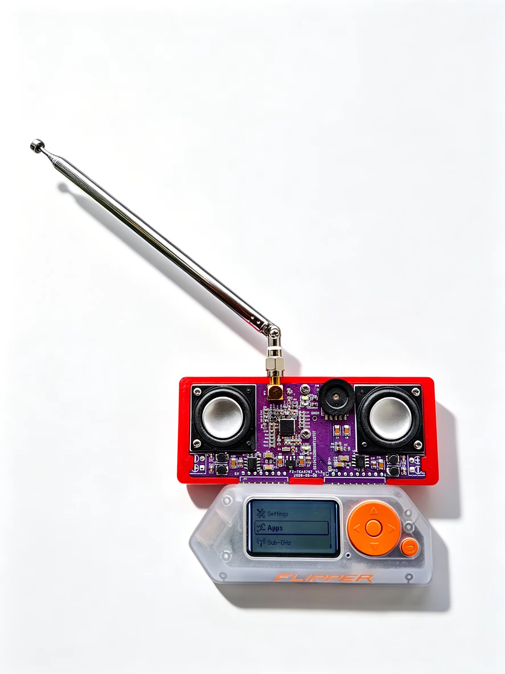 TEA5767 FM Stereo Radio Module for Flipper Zero Receiver Expansion Board with Dual Speakers & Telescopic Antenna Plug-and-Play A