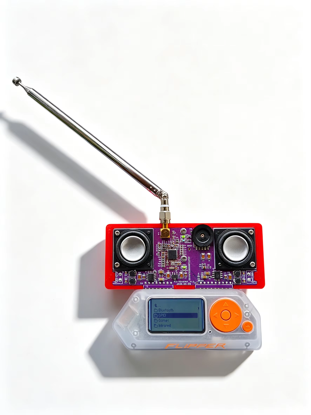 TEA5767 FM Stereo Radio Module for Flipper Zero Receiver Expansion Board with Dual Speakers & Telescopic Antenna Plug-and-Play A