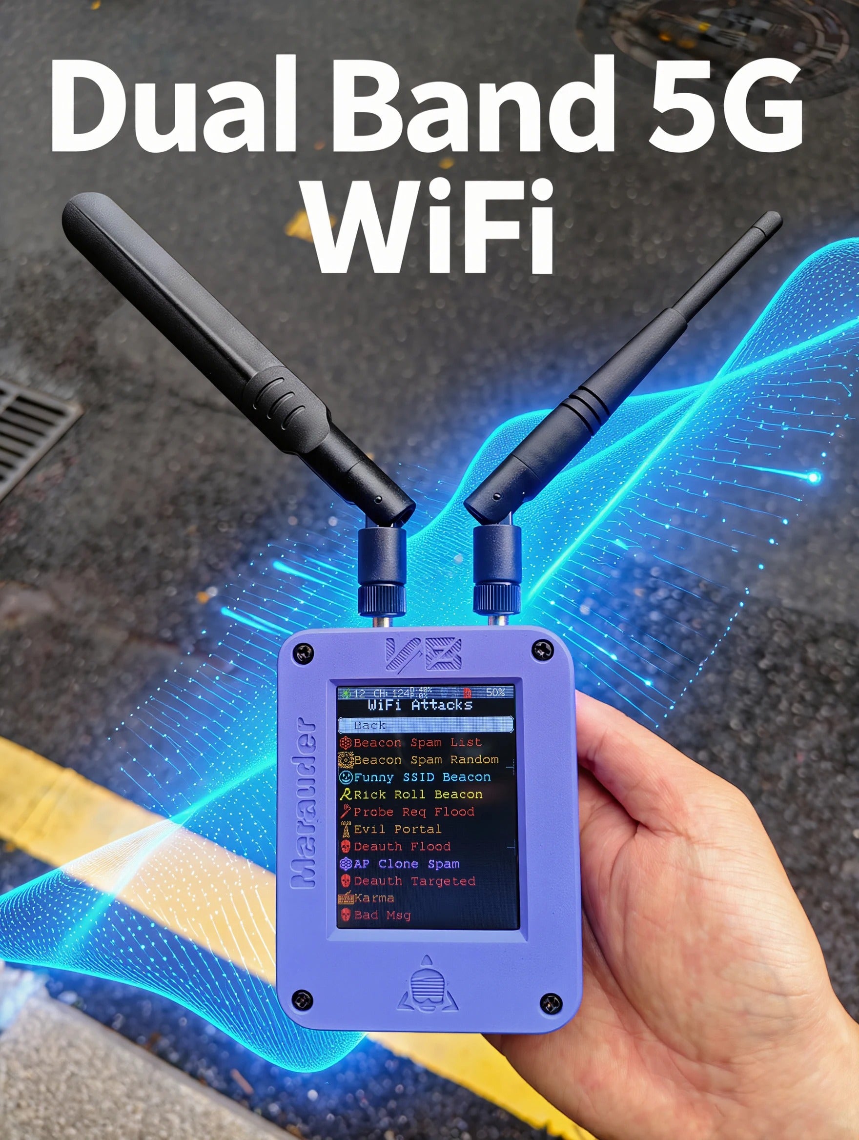 ESP32 Marauder V8 Ultimate Version 2.8 Inch Touch Display Dual Band WiFi Bluetooth GPS Support 2.4G & 5G Signal Wireless Tool