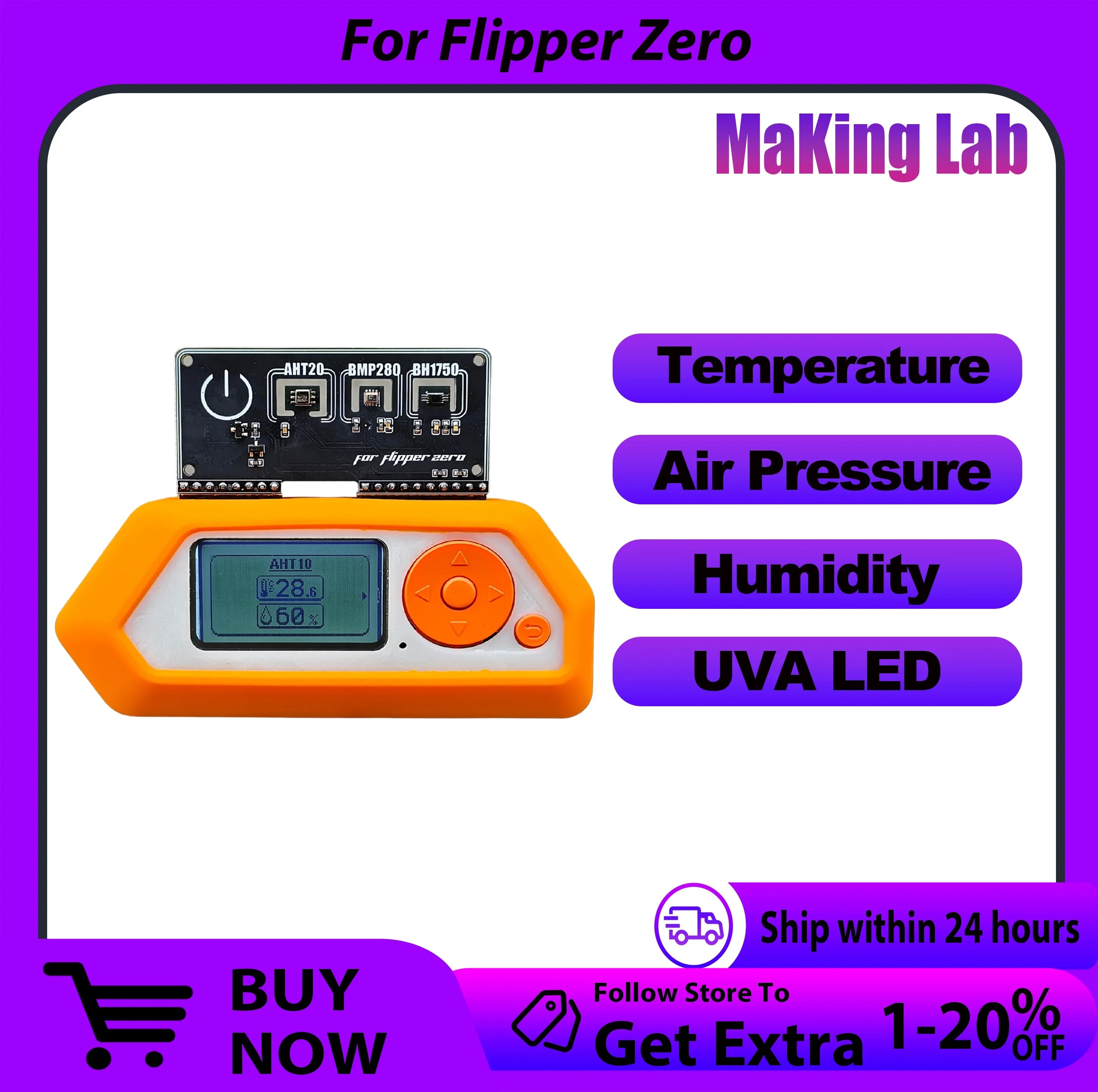 New Flipper Zero Environmental Sensor Module - Integrated Ultraviolet Light-Emit、Temperature、Humidity, and Pressure Sensor 4in1